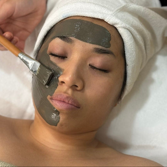 Clay facial mask at ReBloom – professional post-massage skincare treatment
